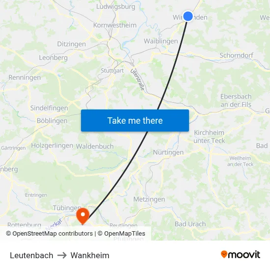 Leutenbach to Wankheim map