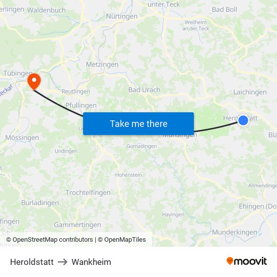 Heroldstatt to Wankheim map