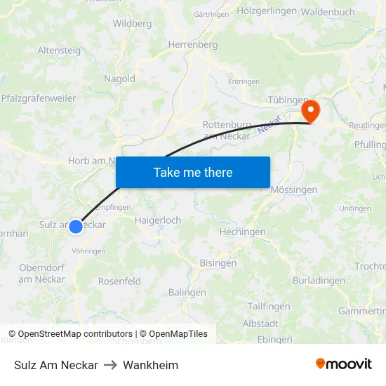 Sulz Am Neckar to Wankheim map