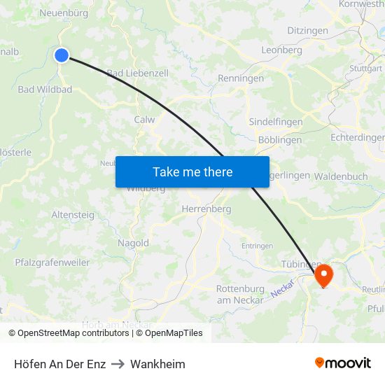 Höfen An Der Enz to Wankheim map
