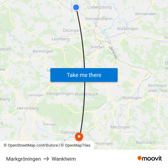 Markgröningen to Wankheim map