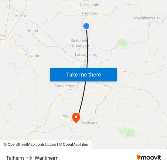 Talheim to Wankheim map