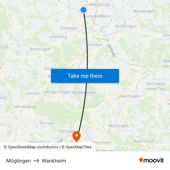 Möglingen to Wankheim map