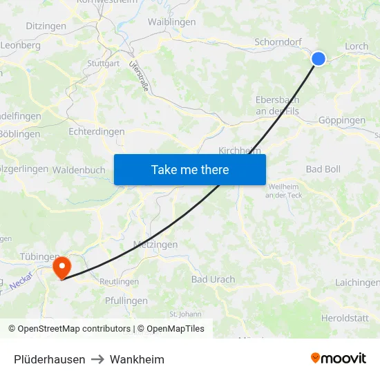 Plüderhausen to Wankheim map