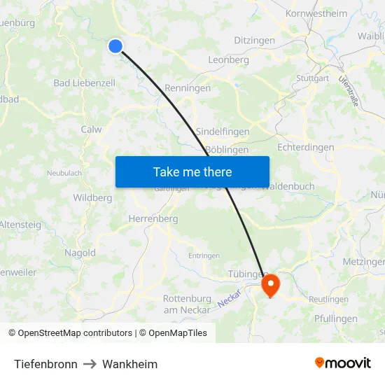 Tiefenbronn to Wankheim map