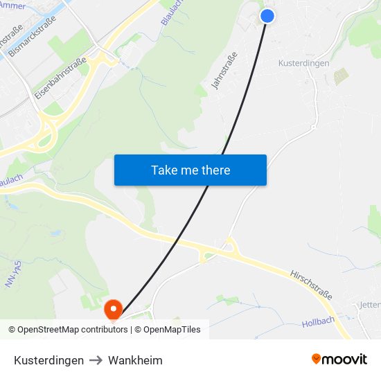 Kusterdingen to Wankheim map