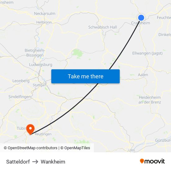 Satteldorf to Wankheim map