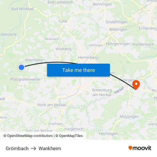 Grömbach to Wankheim map