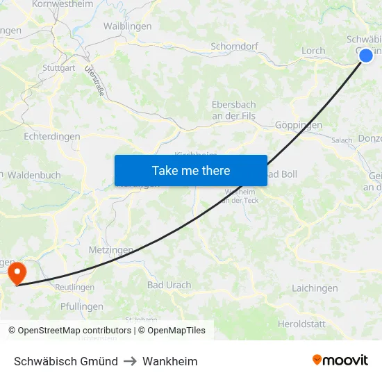 Schwäbisch Gmünd to Wankheim map