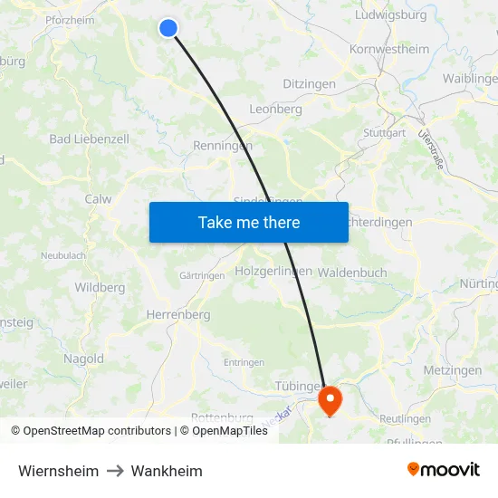 Wiernsheim to Wankheim map