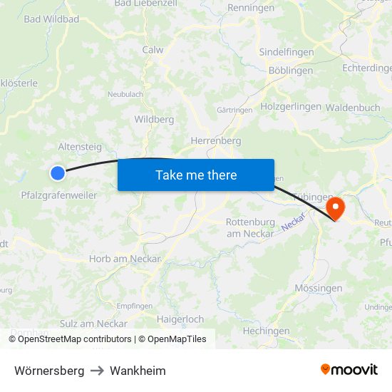 Wörnersberg to Wankheim map