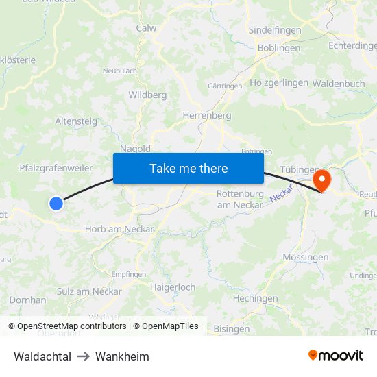 Waldachtal to Wankheim map