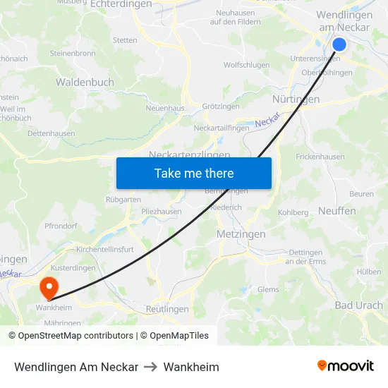 Wendlingen Am Neckar to Wankheim map