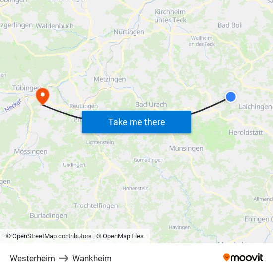 Westerheim to Wankheim map
