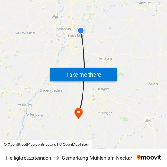 Heiligkreuzsteinach to Gemarkung Mühlen am Neckar map