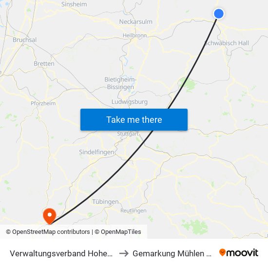 Verwaltungsverband Hohenloher Ebene to Gemarkung Mühlen am Neckar map