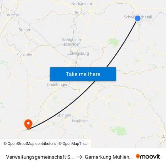 Verwaltungsgemeinschaft Schwäbisch Hall to Gemarkung Mühlen am Neckar map