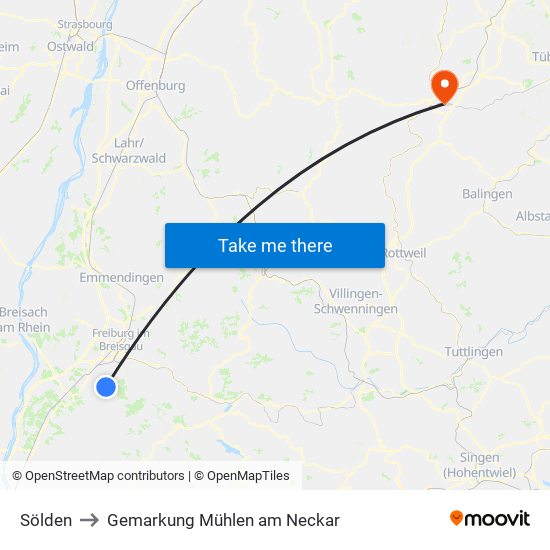 Sölden to Gemarkung Mühlen am Neckar map