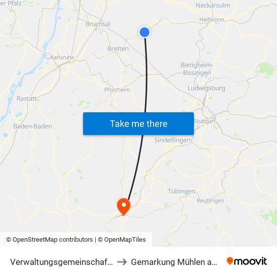 Verwaltungsgemeinschaft Sulzfeld to Gemarkung Mühlen am Neckar map