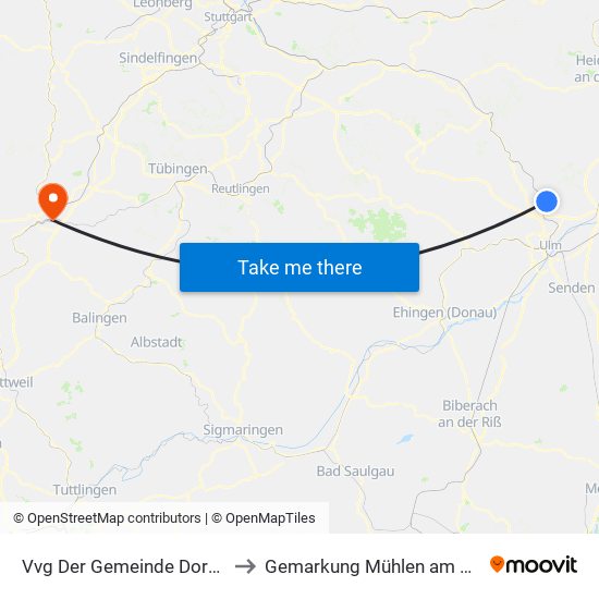 Vvg Der Gemeinde Dornstadt to Gemarkung Mühlen am Neckar map
