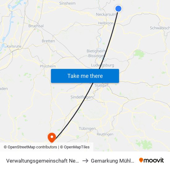 Verwaltungsgemeinschaft Neuenstadt am Kocher to Gemarkung Mühlen am Neckar map