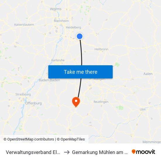 Verwaltungsverband Elsenztal to Gemarkung Mühlen am Neckar map