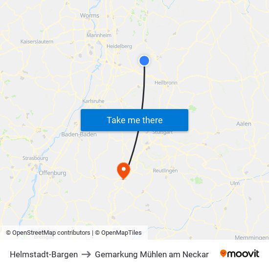 Helmstadt-Bargen to Gemarkung Mühlen am Neckar map