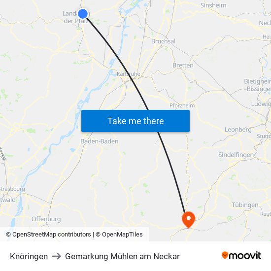 Knöringen to Gemarkung Mühlen am Neckar map