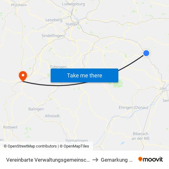 Vereinbarte Verwaltungsgemeinschaft Der Stadt Geislingen An Der Steige to Gemarkung Mühlen am Neckar map