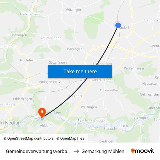 Gemeindeverwaltungsverband Oberes Gäu to Gemarkung Mühlen am Neckar map