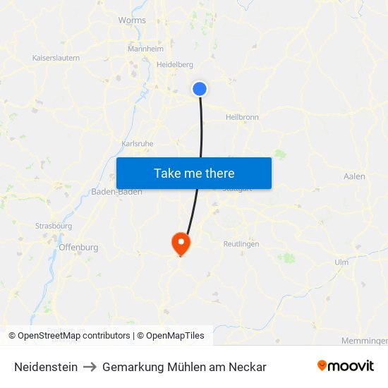 Neidenstein to Gemarkung Mühlen am Neckar map