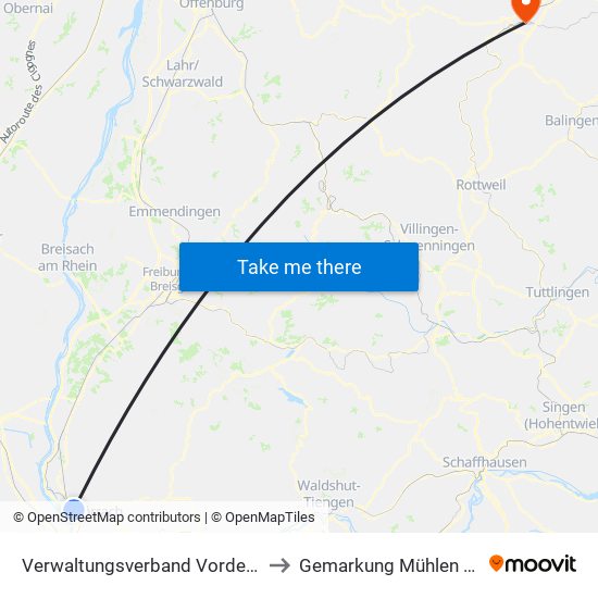 Verwaltungsverband Vorderes Kandertal to Gemarkung Mühlen am Neckar map