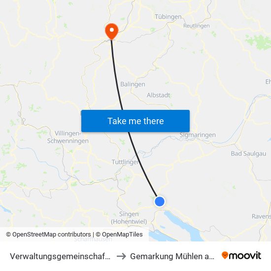 Verwaltungsgemeinschaft Stockach to Gemarkung Mühlen am Neckar map