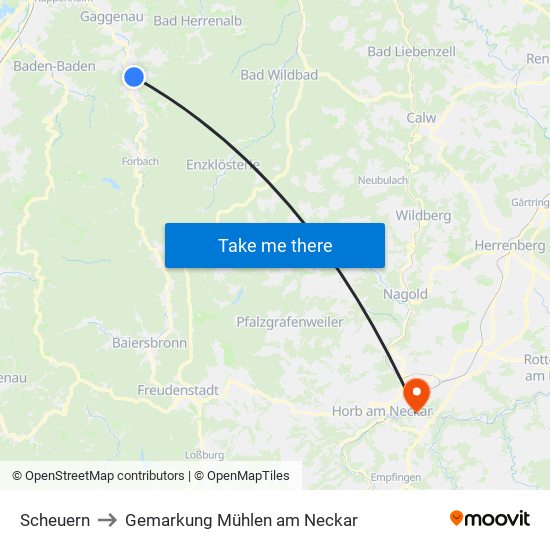 Scheuern to Gemarkung Mühlen am Neckar map