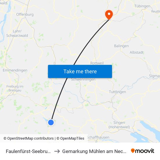 Faulenfürst-Seebrugg to Gemarkung Mühlen am Neckar map