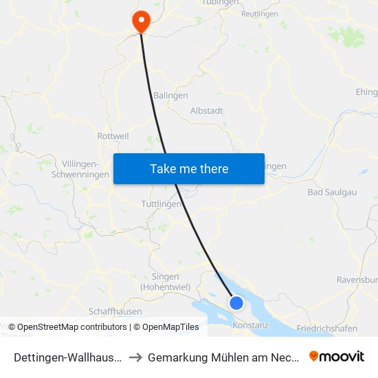 Dettingen-Wallhausen to Gemarkung Mühlen am Neckar map