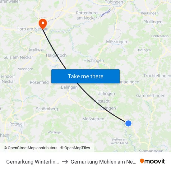 Gemarkung Winterlingen to Gemarkung Mühlen am Neckar map