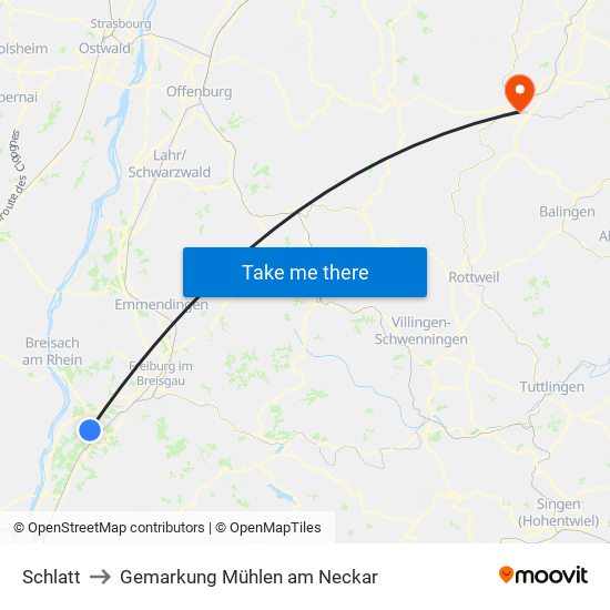 Schlatt to Gemarkung Mühlen am Neckar map