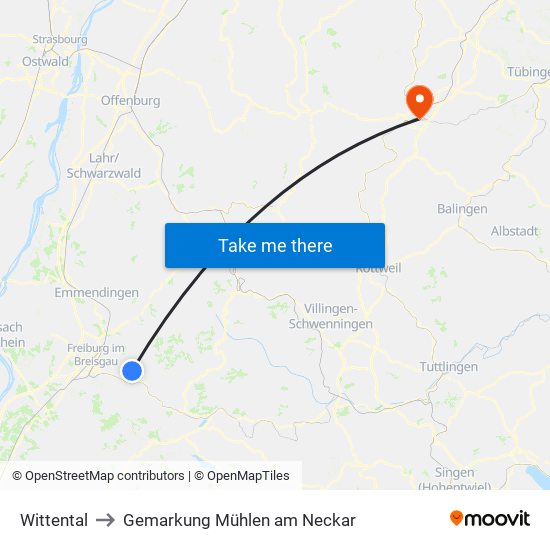 Wittental to Gemarkung Mühlen am Neckar map