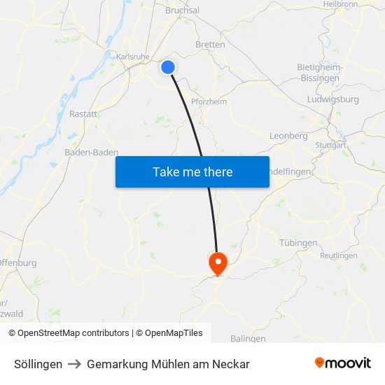 Söllingen to Gemarkung Mühlen am Neckar map