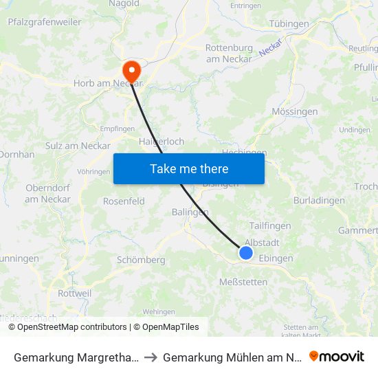 Gemarkung Margrethausen to Gemarkung Mühlen am Neckar map