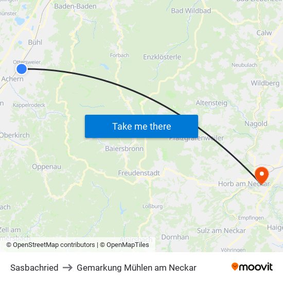 Sasbachried to Gemarkung Mühlen am Neckar map