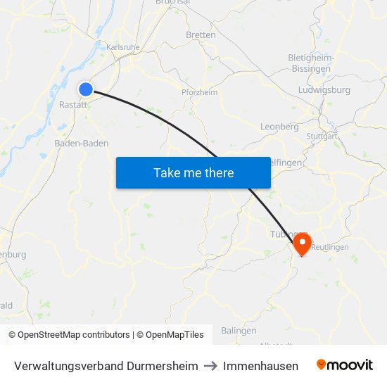 Verwaltungsverband Durmersheim to Immenhausen map