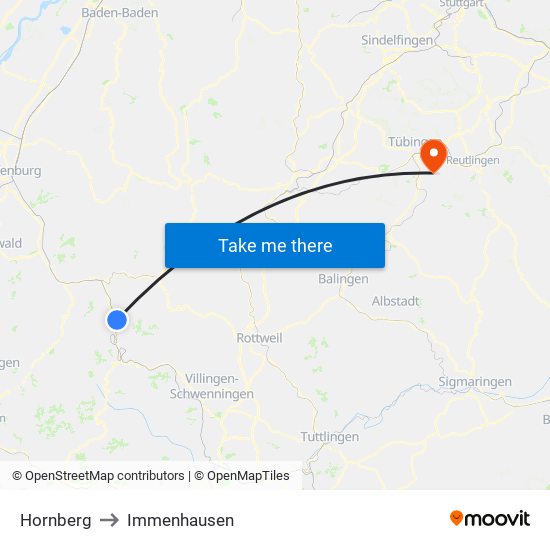 Hornberg to Immenhausen map