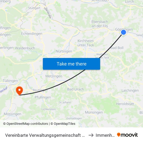 Vereinbarte Verwaltungsgemeinschaft Der Stadt Göppingen to Immenhausen map