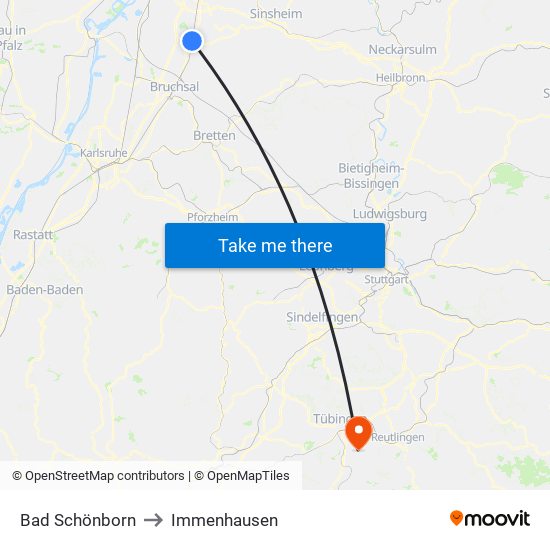 Bad Schönborn to Immenhausen map