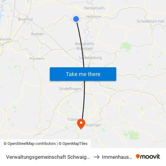 Verwaltungsgemeinschaft Schwaigern to Immenhausen map