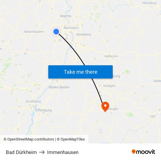 Bad Dürkheim to Immenhausen map