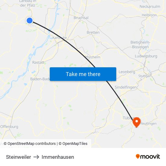 Steinweiler to Immenhausen map