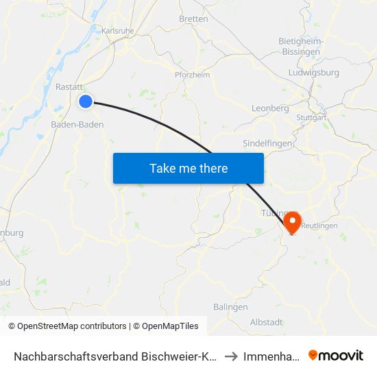 Nachbarschaftsverband Bischweier-Kuppenheim to Immenhausen map